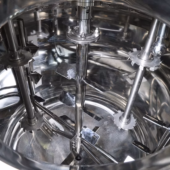 Белая зубная паста Hone 1000 л, высокая вязкость, твердого типа, вакуумный эмульгирующий смеситель с платформой/основной емкостью с диспергирующей рамкой, скребком для стенок, емкостью для масла/порошка